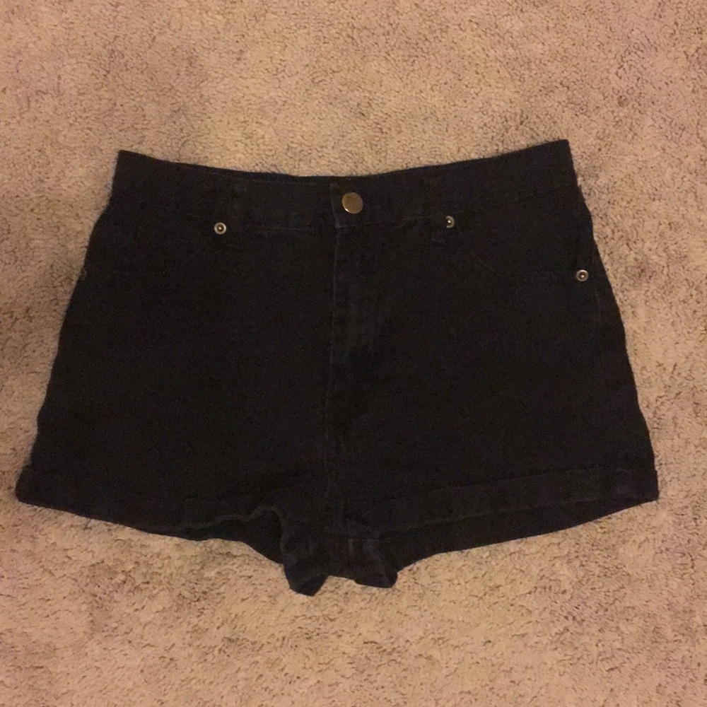 Black High Waisted Denim Shorts